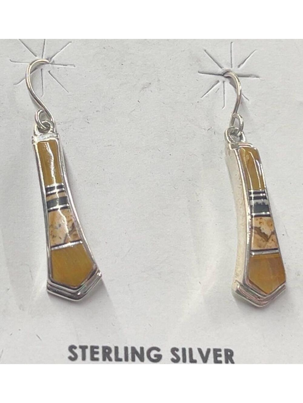 Native American Navajo sterling silver tigers eye inlay post design earrings